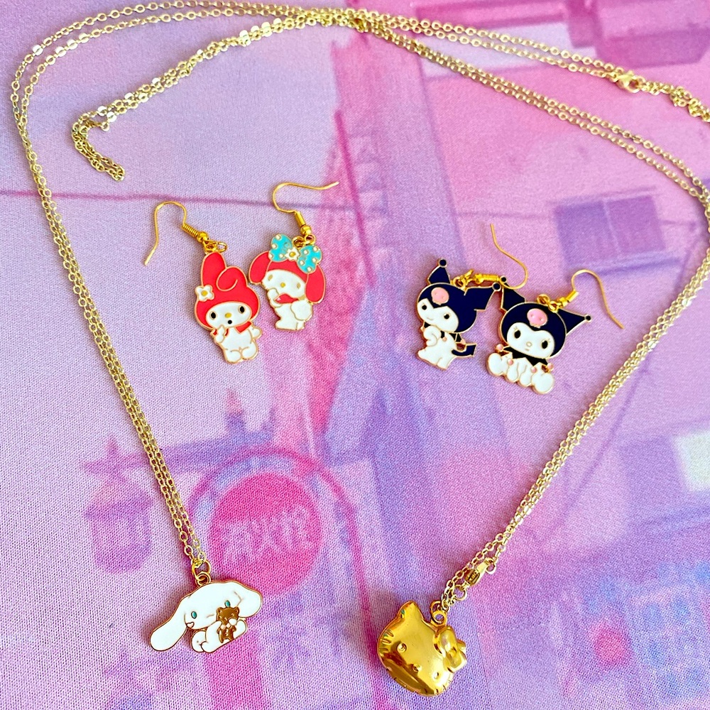 Kawaii Sanrio Jewellery Bundle 🌸 MyMelody + Kuromi, Hello Kitty, Cinnamoroll